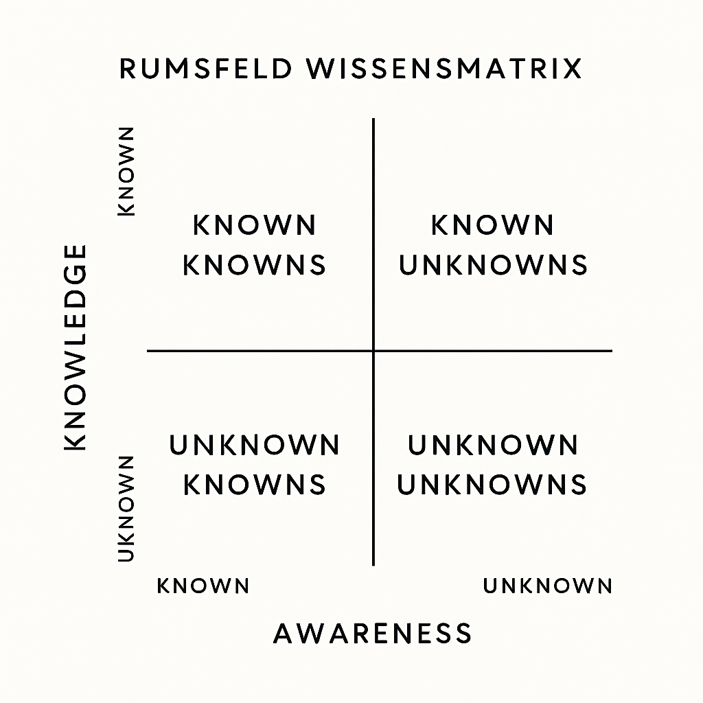 Coaching Insights (I) 1 coaching flensburg Knowledge & Awareness. Rumsfeld Wissensmatrix
